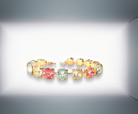 SWEET LAINEY crystal pastel multi colour tennis bracelet ,gold plated