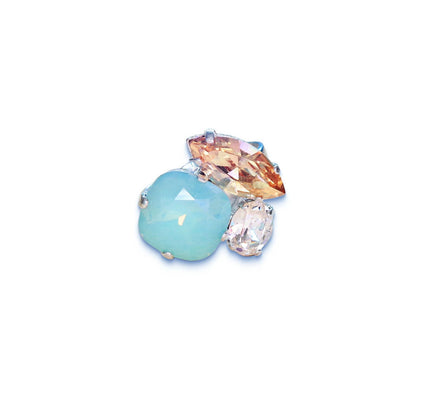 Crystal multistone ring ,pacific opal,golden shadow,silver plated
