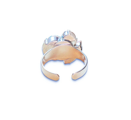 Crystal multistone ring ,pacific opal,golden shadow,silver plated