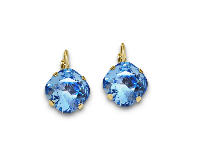 Crystal square drop earrings aquamarine