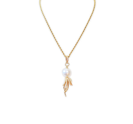 Austrian crystal 12mm round pearl pendant necklace,white ,stainless steel gold