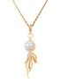 Pearl pendant necklace with gold chain on a white background
