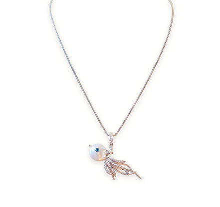 Freshwater pearl AAAA  white pendant necklace,stainless steel