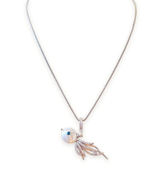 Freshwater pearl AAAA  white pendant necklace,stainless steel