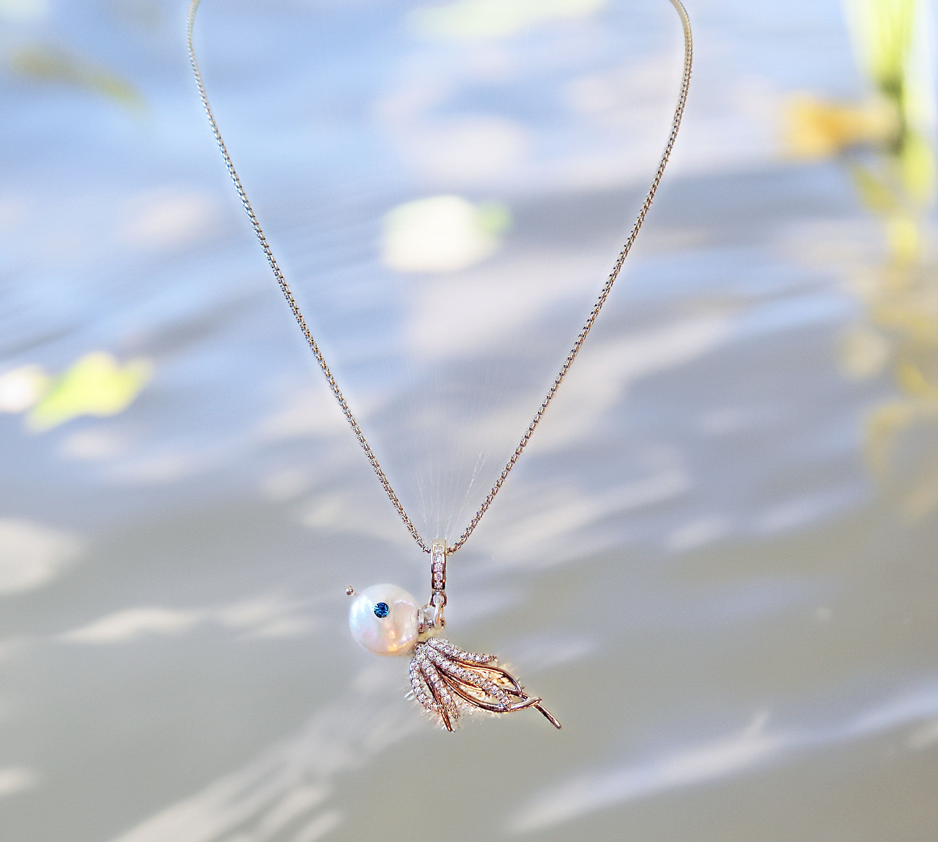 Freshwater pearl AAAA  white pendant necklace,stainless steel