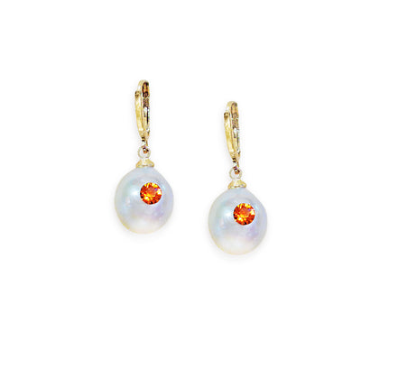 Natural cultured fresh water pearl 4A and crystal drop earrings,elegant,gold plated