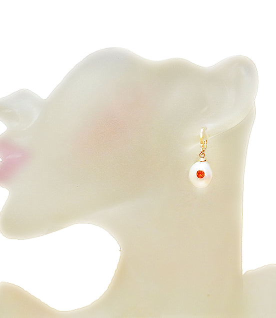 Natural cultured fresh water pearl 4A and crystal drop earrings,elegant,gold plated