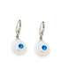 Natural cultured fresh water pearl 4A and crystal drop earrings,rhodium silver