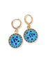 Austrian crystal  blue star halo round drop earrings ,gold plated