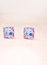Square stud earrings made with Austrian crystal.These are square stud earrings 8mm size in colour vitrail light which is purple with light blue hues .They are silver plated nickel free.Elegant square earrings