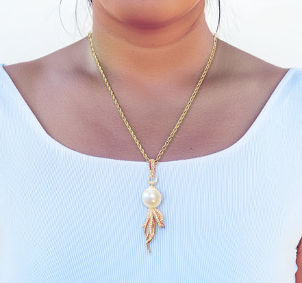 Austrian crystal 12mm round pearl pendant necklace,white ,stainless steel gold