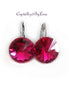 Crystal  rivoli  drop earrings,fuchsia,rhodium silver