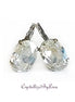 Crystal oval drop earrings,crystal moonlight,rhodium silver