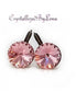 Crystal  rivoli drop earrings, light rose,antique brass