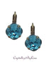 Crystal mini  square drop earrings indicolite,antique brass,