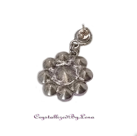 Stud and drop earrings,floral,lavender,antique silver