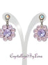 Stud and drop earrings,floral,lavender,antique silver