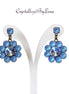 Stud and drop earrings,floral,ocean blue ,antique brass