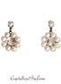 Stud and drop earrings,floral,ivory cream ,antique brass