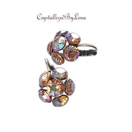 Crystal drop,topaz shimmer,earrings,rhodium silver