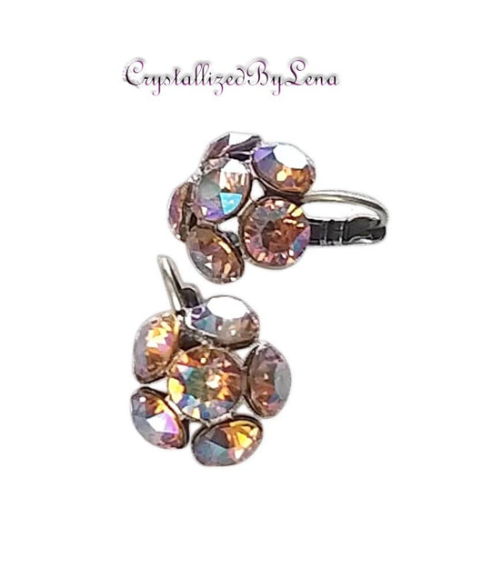Crystal drop,topaz shimmer,earrings,rhodium silver