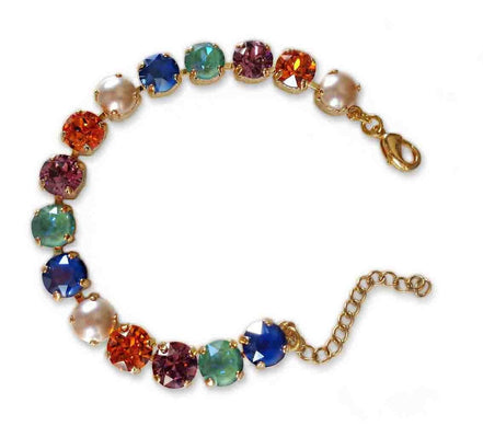 Austrian crystal  tennis bracelet multicolour,18k gold plated