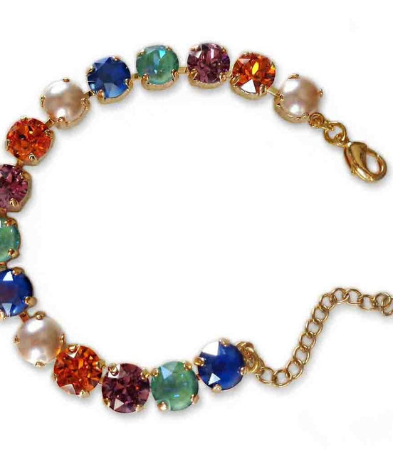 Austrian crystal  tennis bracelet multicolour,18k gold plated