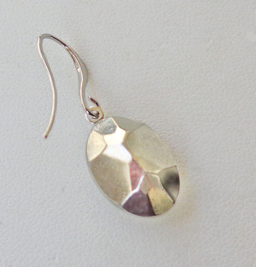 Crystal oval dangle drop earrings royal blue,rhodium silver
