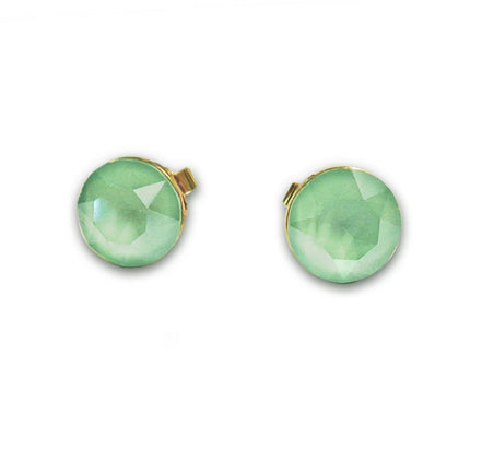 Crystal  stud earrings mint green,gold plated