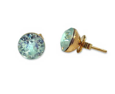 Crystal stud earrings light azore,gold plated
