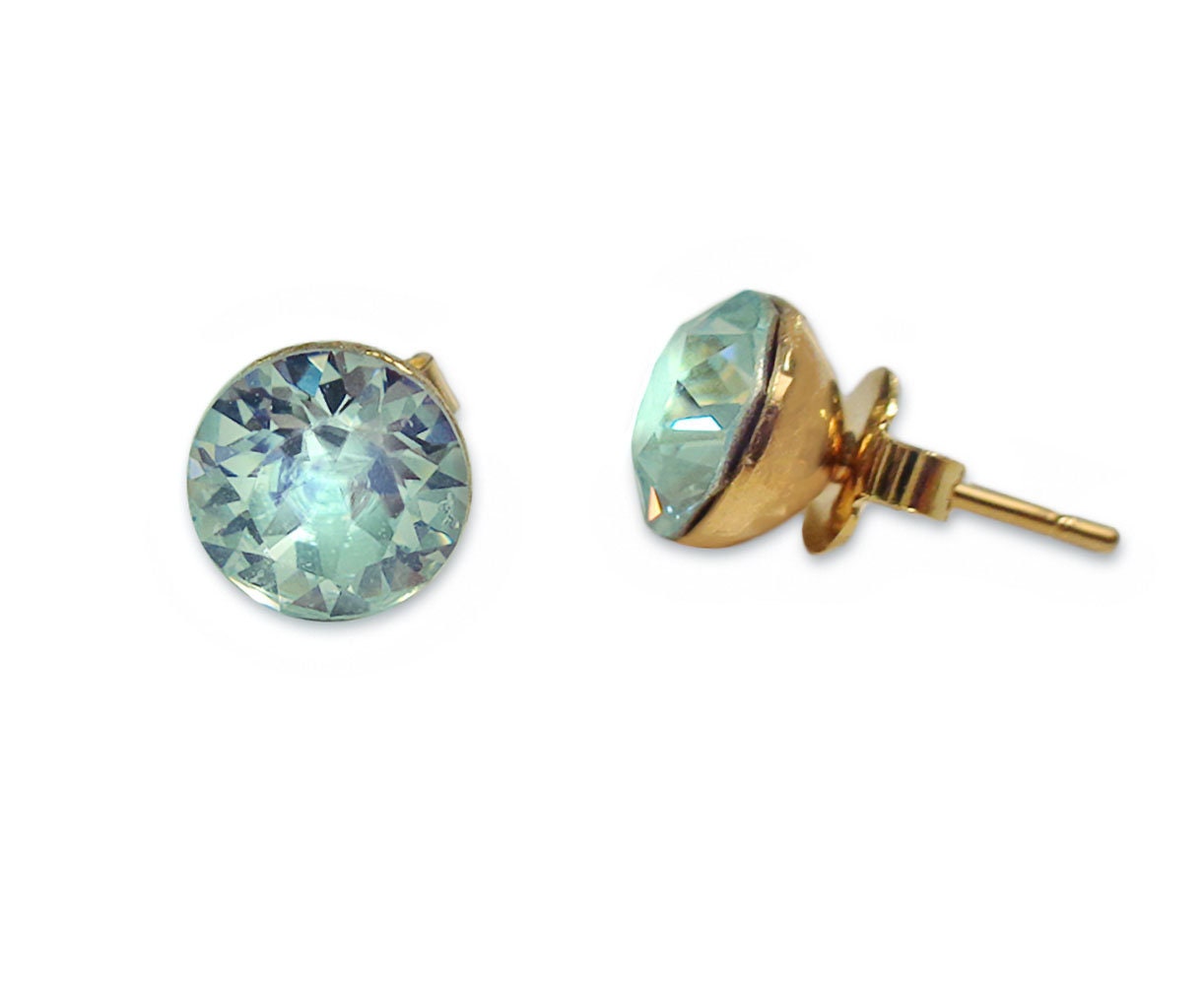 Crystal stud earrings light azore,gold plated
