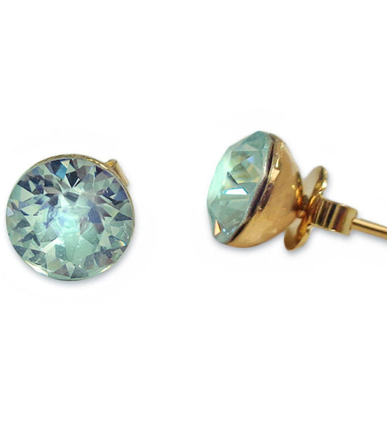Crystal stud earrings light azore,gold plated