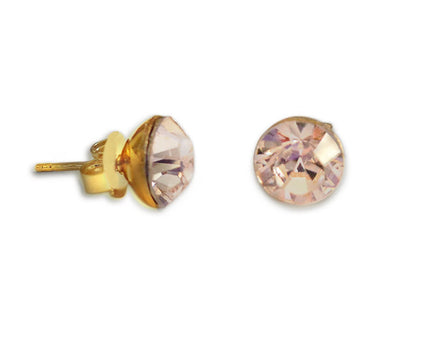 Crystal  stud earrings  silk,gold plated