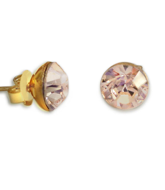 Crystal  stud earrings  silk,gold plated