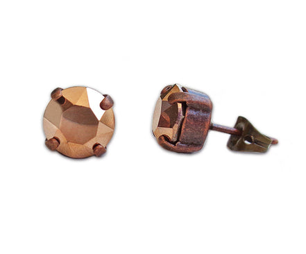 Crystal  stud earrings colour rose gold , antique copper