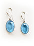Crystal oval dangle drop earrings summer blue,rhodium silver