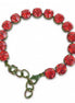 Austrian crystal  tennis bracelet bright red , antique brass