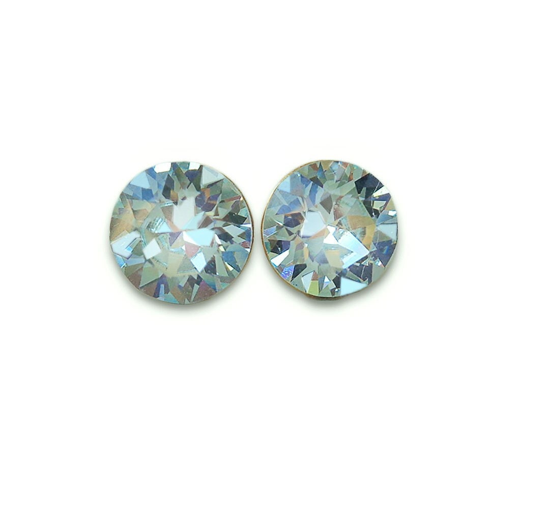 Crystal stud earrings light azore,gold plated