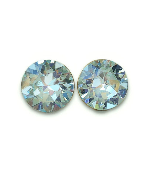 Crystal stud earrings light azore,gold plated