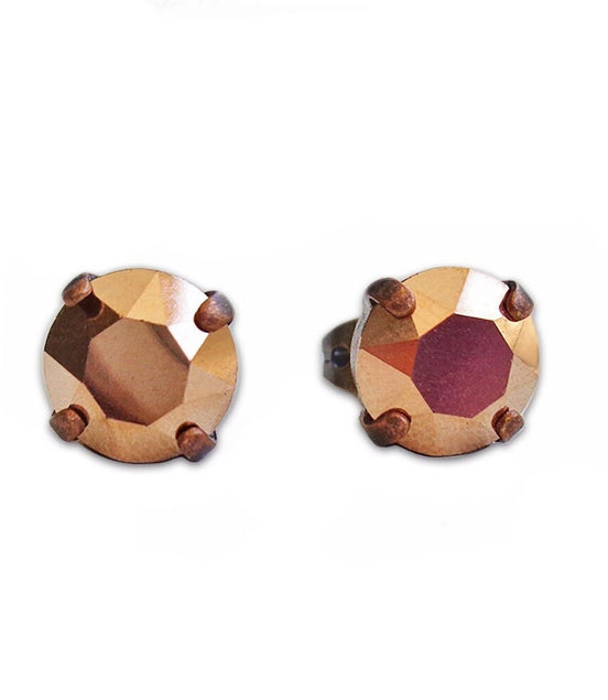 Crystal  stud earrings colour rose gold , antique copper