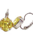Crystal  mini square drop earrings yellow,silver plated
