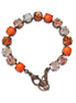 Bracelet style tennis en cristal Swarovski 8 mm avec pierres fantaisie multicolores topaze, cristal transparent et perles orange fluo.