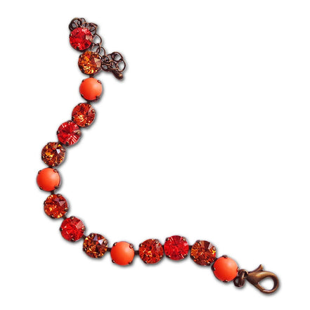 LUSH LAVA Crystal tennis bracelet neon orange,topaz,antique brass