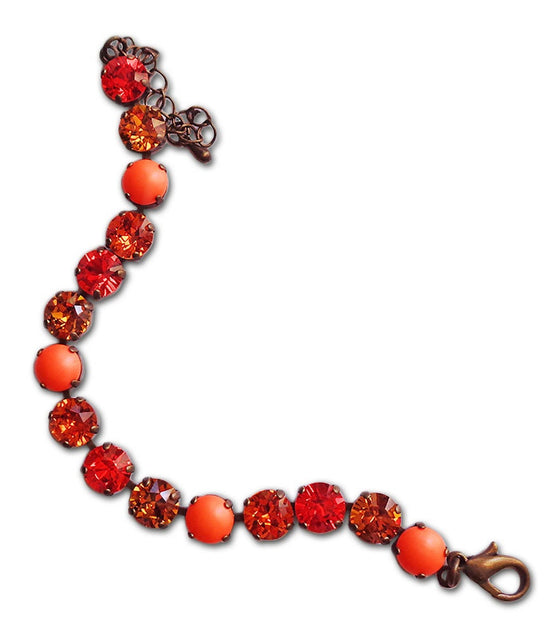 LUSH LAVA Crystal tennis bracelet neon orange,topaz,antique brass