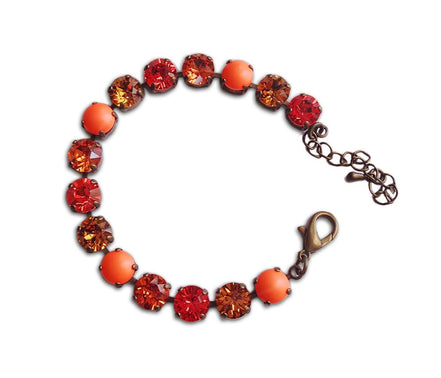 LUSH LAVA Crystal tennis bracelet neon orange,topaz,antique brass