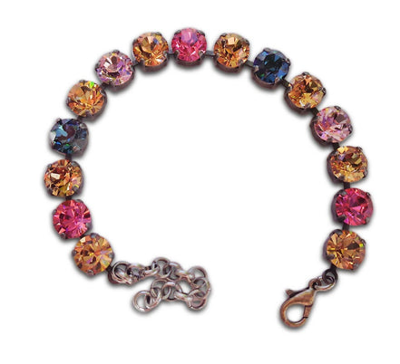 Austrian crystal  tennis bracelet multicolour, antique silver