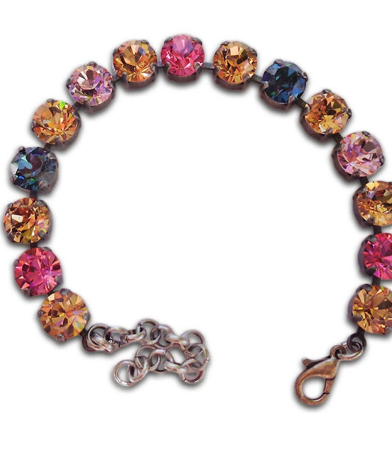 Austrian crystal  tennis bracelet multicolour, antique silver