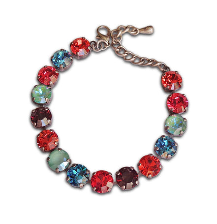 THE PERFECT PALETTE crystal tennis bracelet multicolour,antique silver