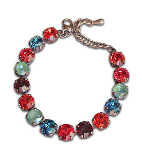 THE PERFECT PALETTE crystal tennis bracelet multicolour,antique silver