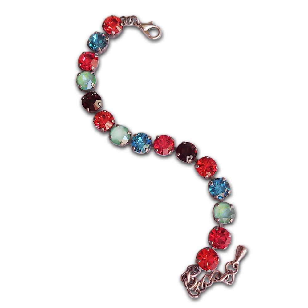 THE PERFECT PALETTE crystal tennis bracelet multicolour,antique silver